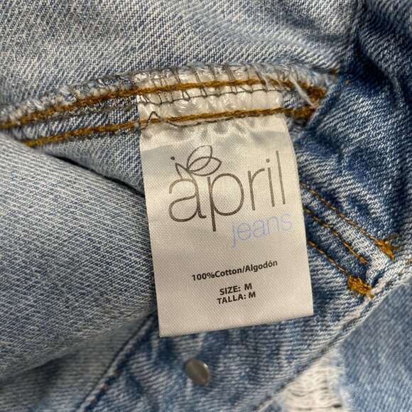 2SABLE JEAN JACKET DISTRESSED BUTTON UP POCKETS SIZE M DENIM BLUE 100% COTTON - Picture 7 of 12